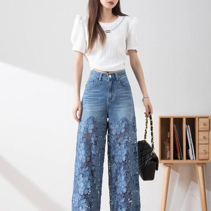 Floreal Jeans versione ricamo blu