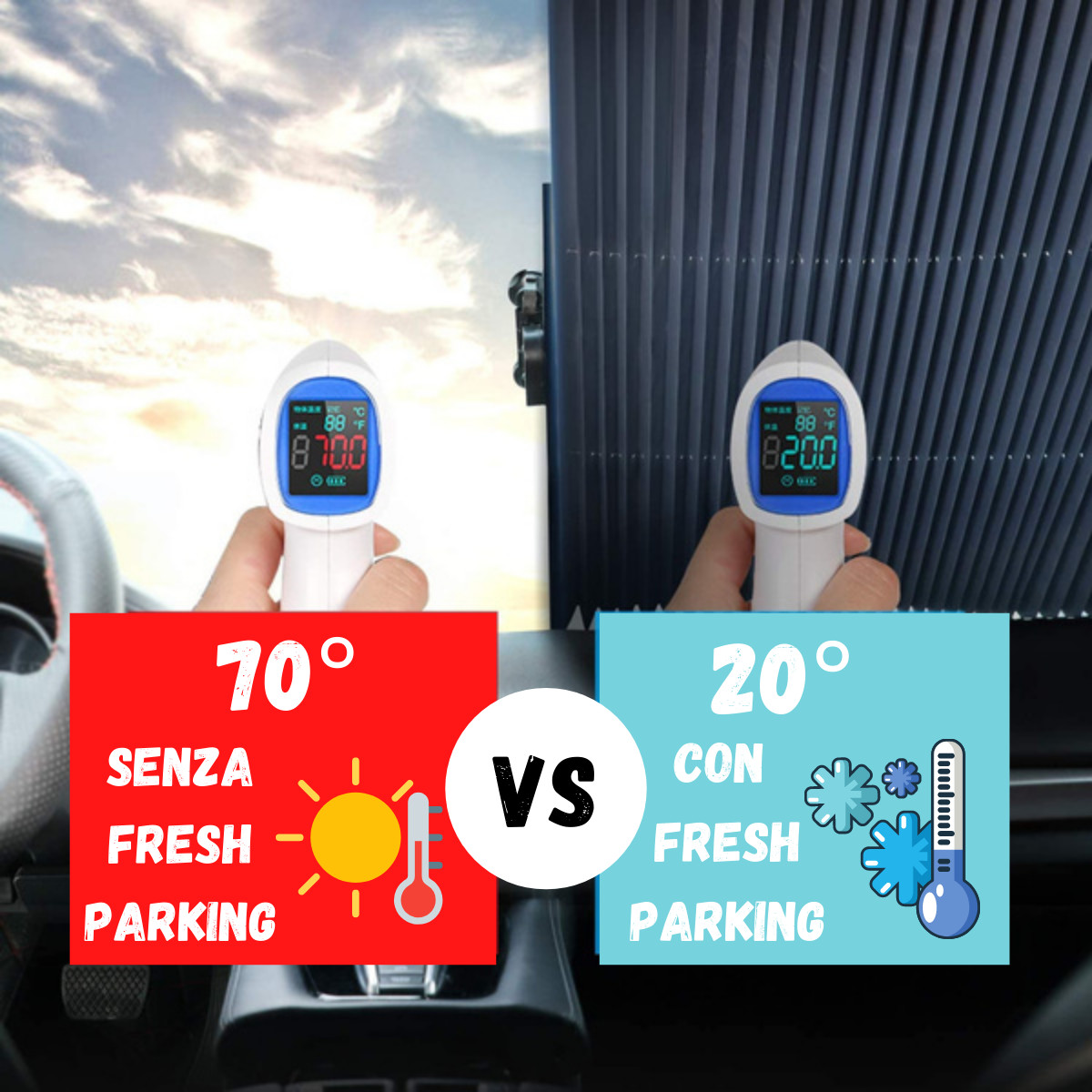 Confronto temperatura auto senza e con Fresh Parking