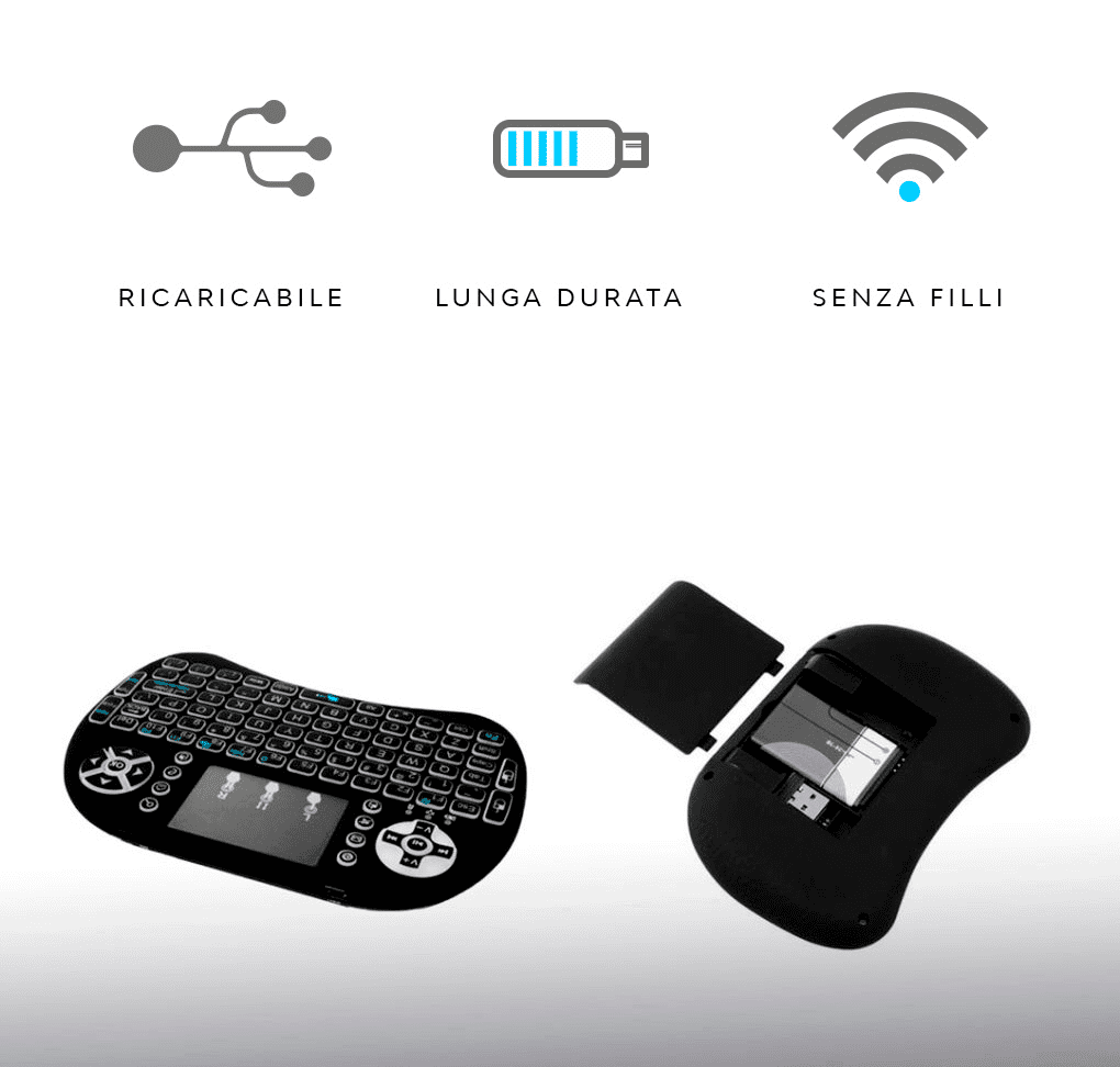 Mini Keyboard ricaricabile e senza fili